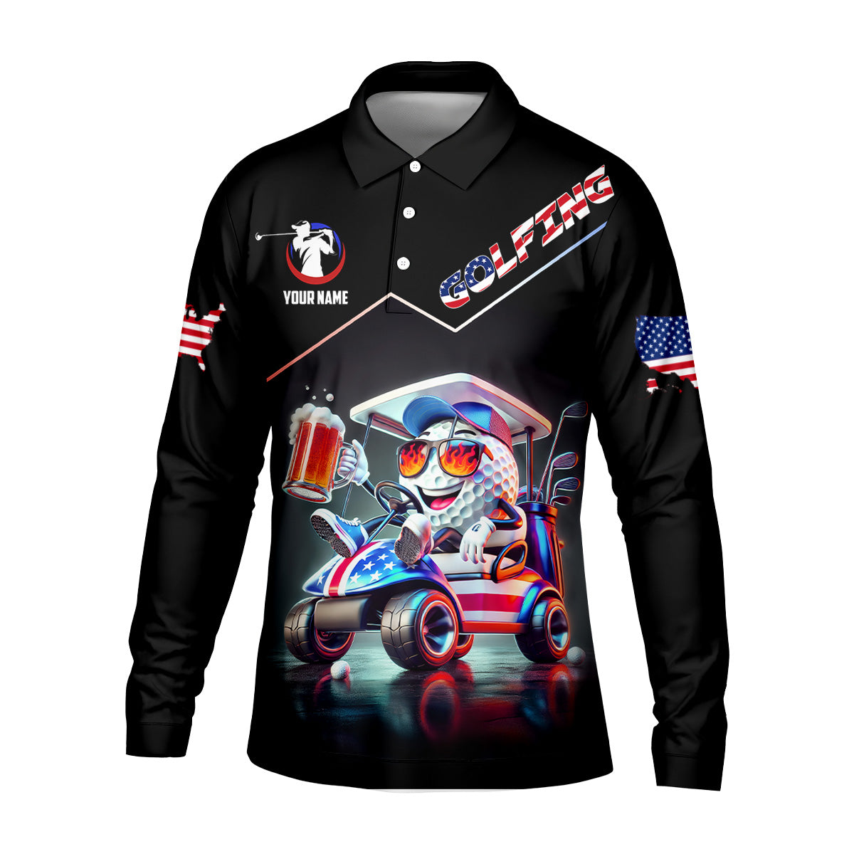 Let's Get Drunk Custom Men's Golf Polo Shirt, Funny Golf Shirt, Dad Golf Gift