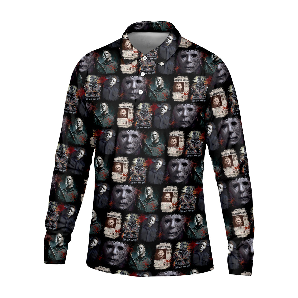 Michael Myers Halloween Fun Men's Golf Polos, Classic Horror Characters Men Polo, Horror Movie Shirt