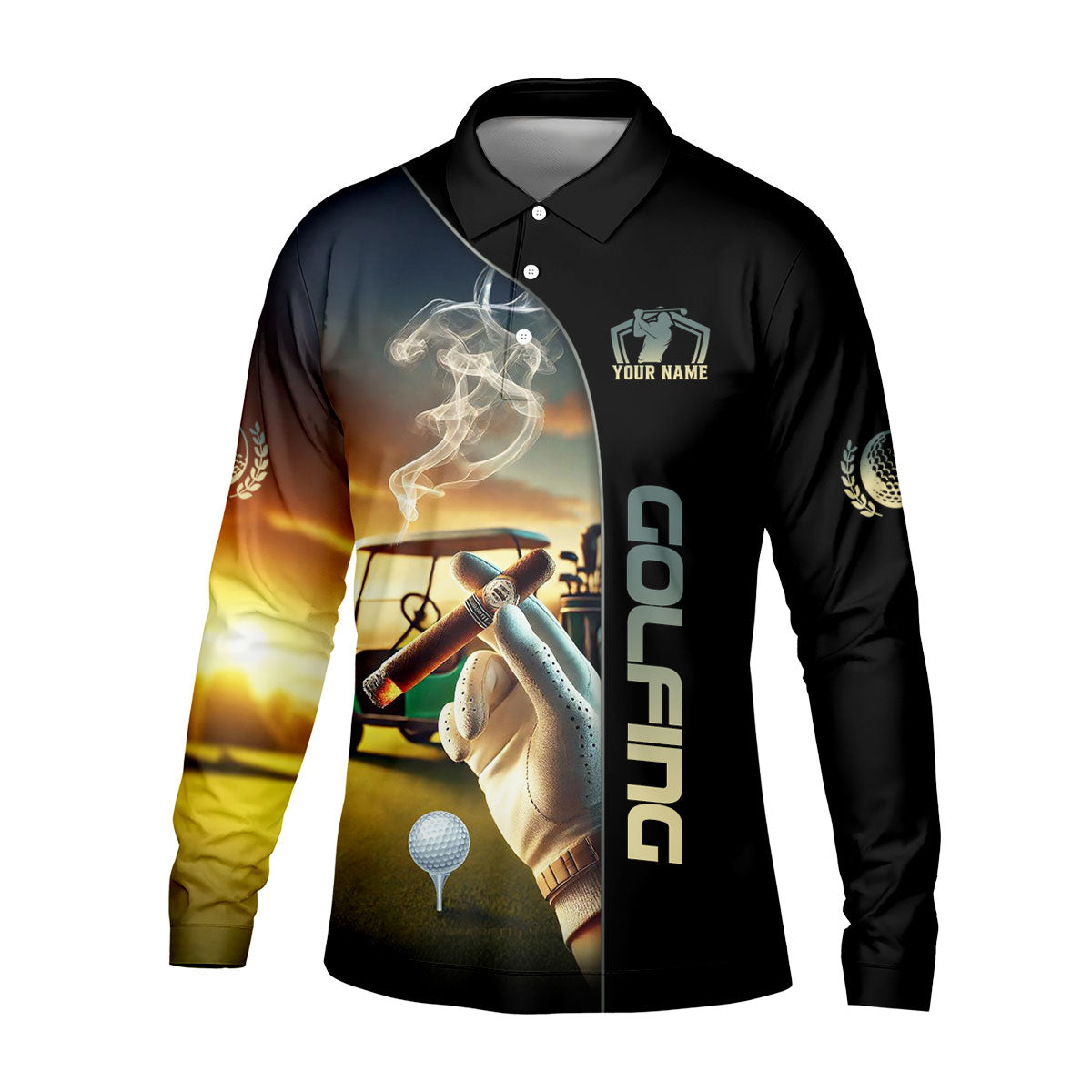 I Just Want To Smoke Cigars And Play Golf Personalized Men's Golf Polo Shirt, Christmas Golf Gift