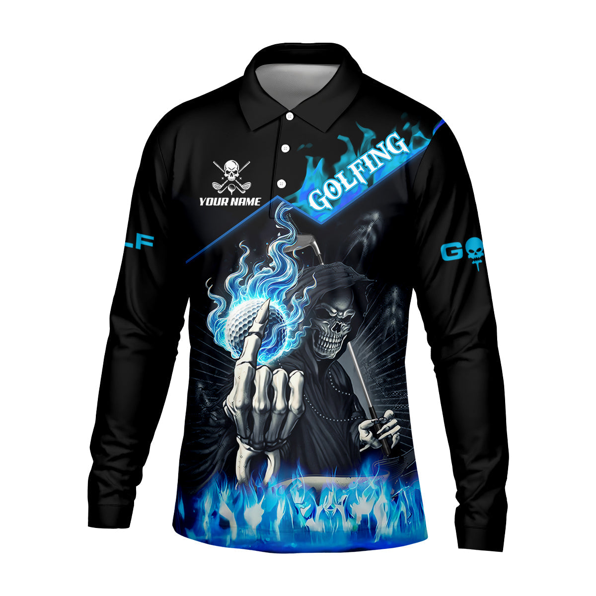 Hello Darkness My Old Friend Custom Men's Golf Polo Shirt, Hilarious Golf Shirt, Skeleton Golf Shirt