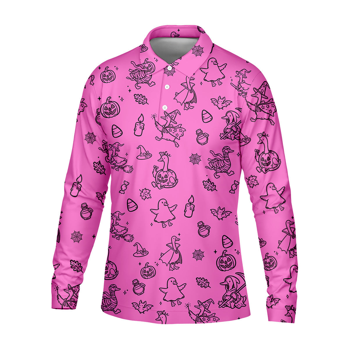Goose Halloween, Doodle Pattern, Hot Pink Golf Shirt, Mens Funny Golf Shirts, Long Sleeve Golf Shirts, Men Golf Polo