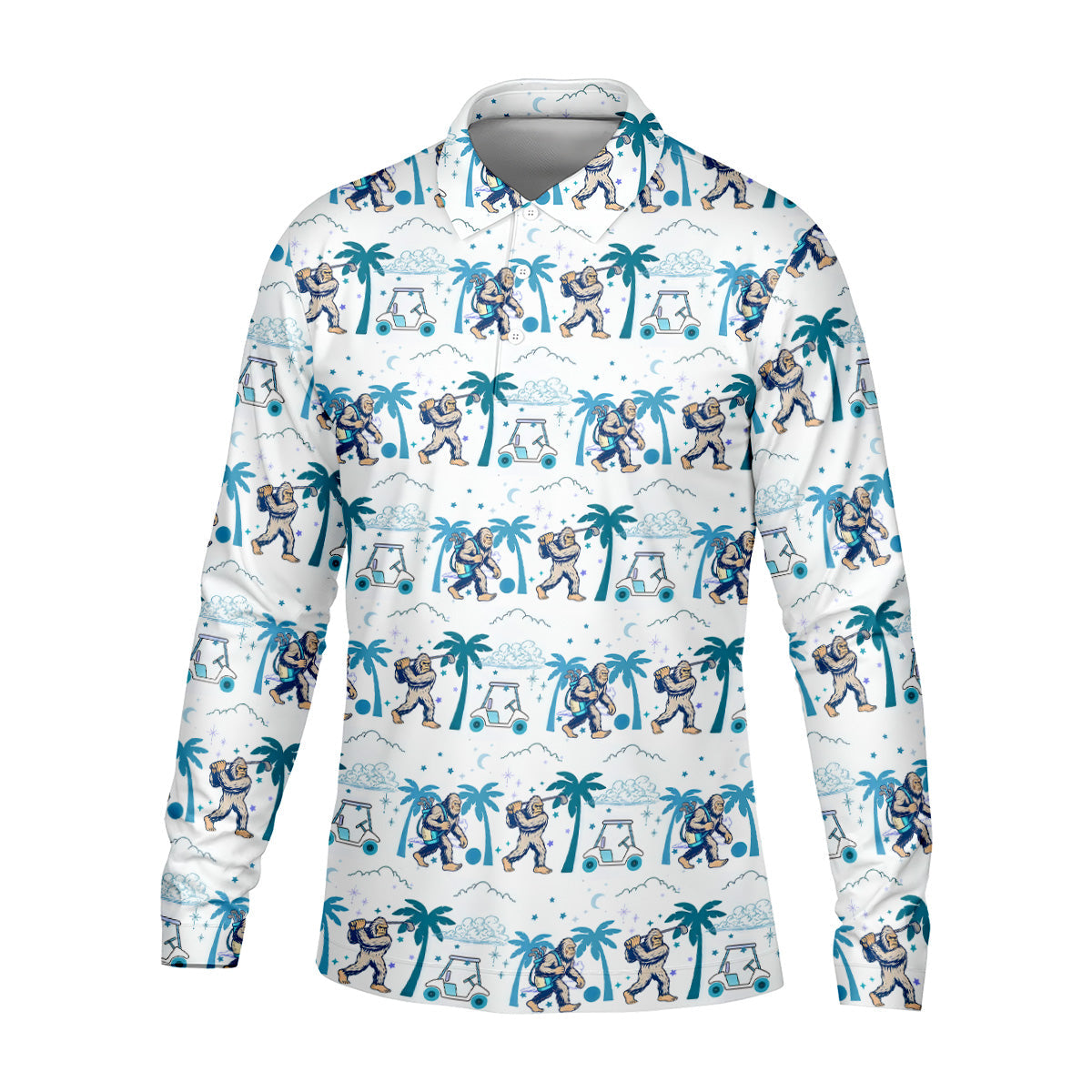 Funny Tropical Golf Cart Bigfoot Golf Shirt, Fun Golf Shirts For Men, Golf Accessories For Men