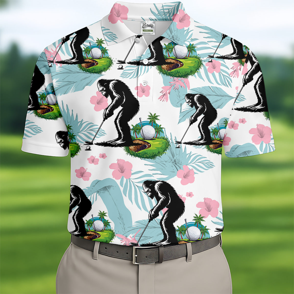 Bigfoot Shirt, Sasquatch Golf Shirt, Hawaiian Golf Shirts, Matching Golf Shirts, Golf Shirts For Men