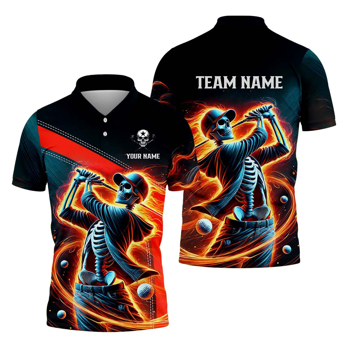 Skeleton Shirt, Personalized Golf Shirt, Unique Gift For Golfer