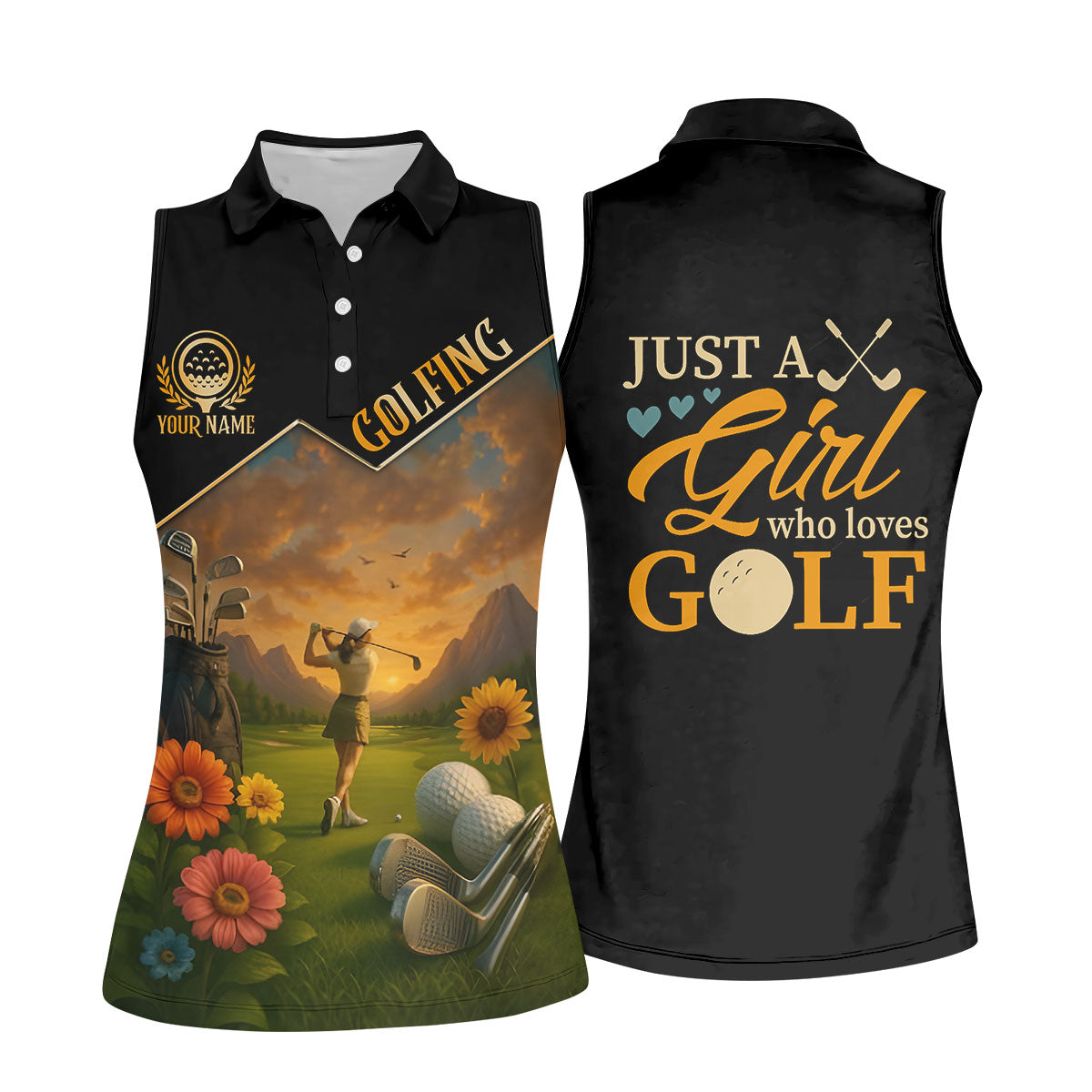 Just A Girl Who Loves Goft Custom Womens Golf Polo Shirt, Ladies Golf Shirts, Womens Golf Clothes