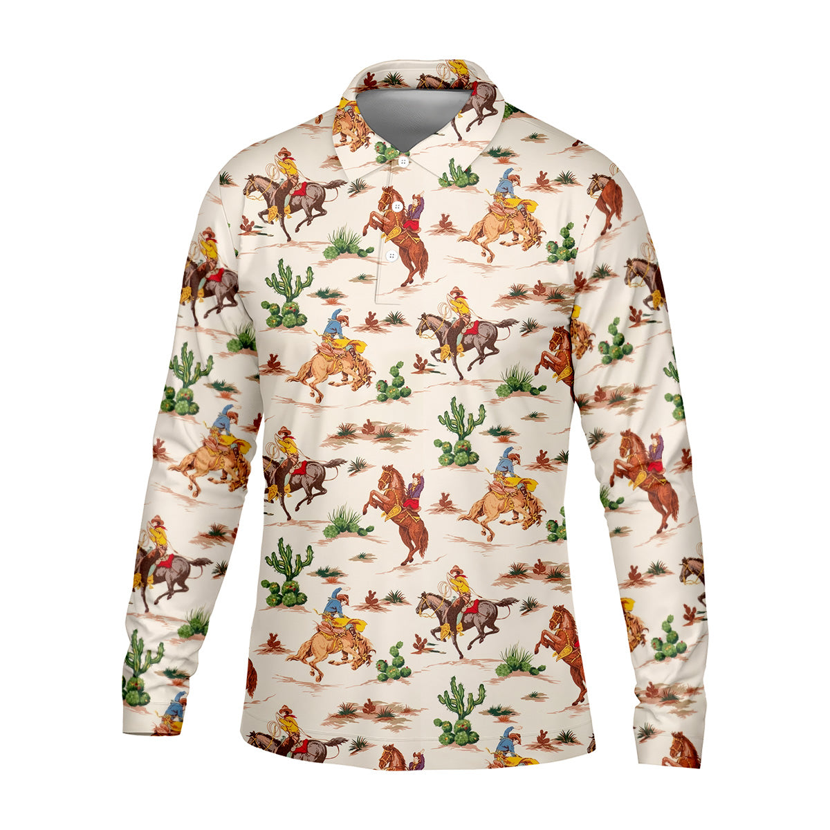 Cowboy Western Beige Polo Shirt, Western Golf Shirt, Unique Gift For Golfer, Funny Golf Shirt For Men