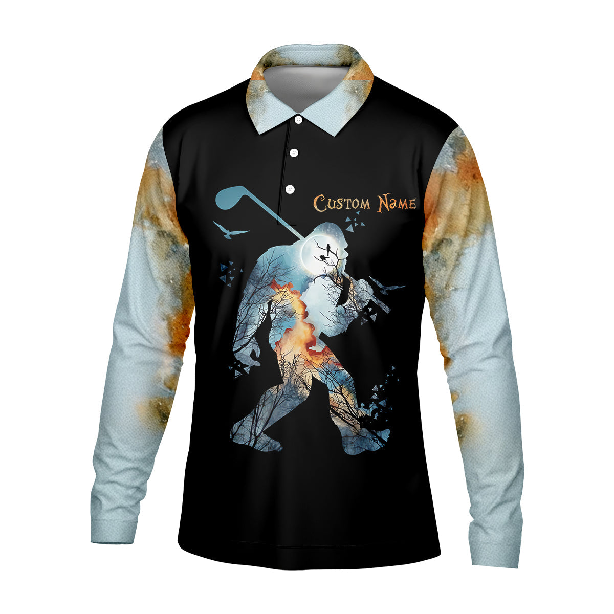 Not All Who Wander Are Lost Men's Golf Polo Shirt, Bigfoot Golf Shirt, Dad Golf Gift