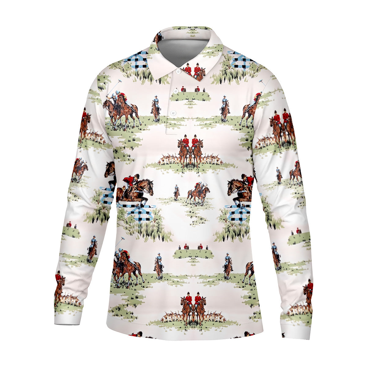 Equestrian Theme Mens Golf Polo Shirts, Unique Gift For Golfer, Golf Accessories For Men