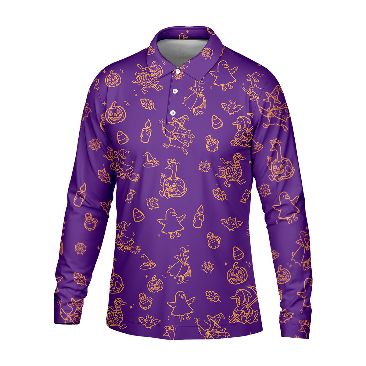 Goose Halloween, Doodle Pattern, Purple Golf Shirt, Mens Funny Golf Shirts, Long Sleeve Golf Shirts, Men Golf Polo