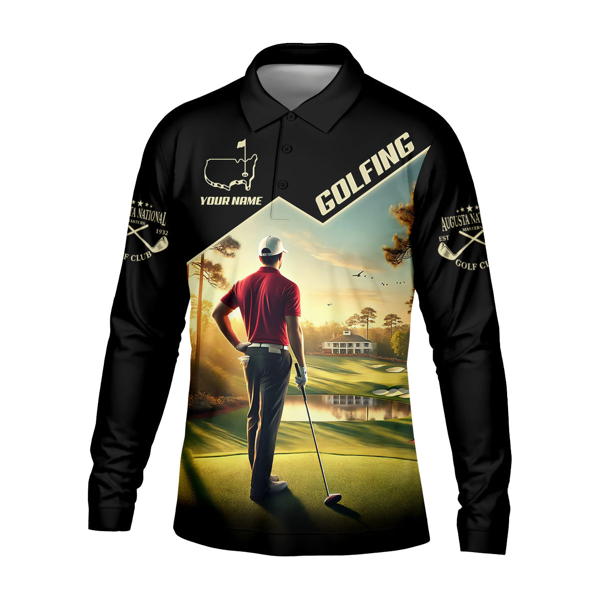 Custom Augusta Golfer Men's Golf Polo Shirt, Golfing Apparel, Mens Golf Gift, Funny Golf Polo Shirt