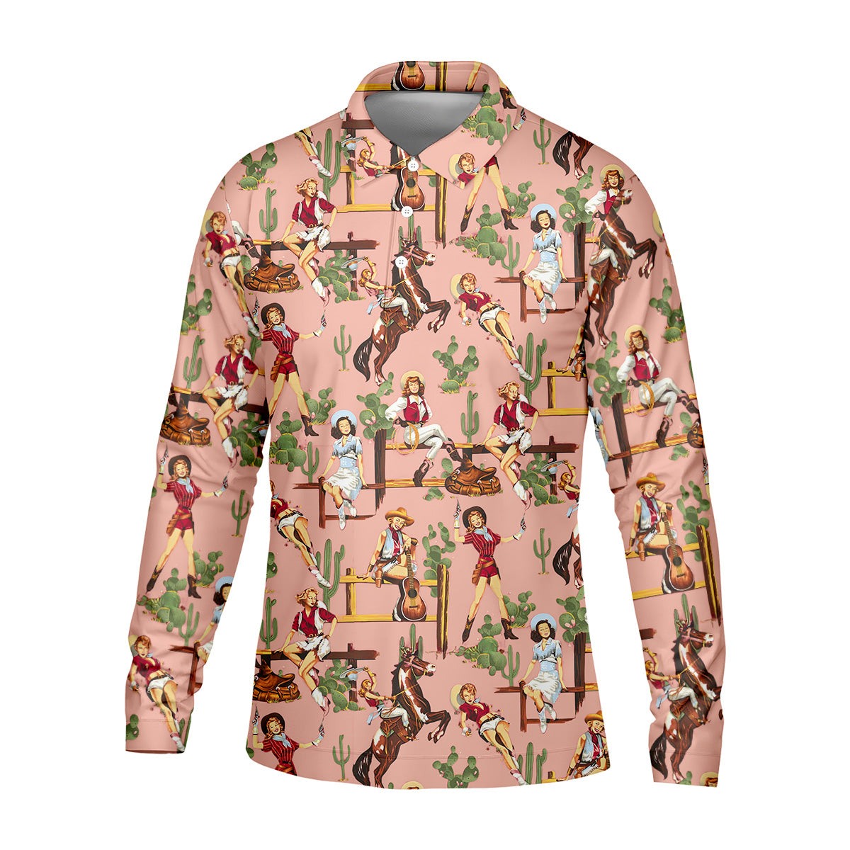 Desert Cowgirl Western Golf Shirt, Mens Golf Polo Shirts, Unique Gift For Golfer, Golfing Apparel