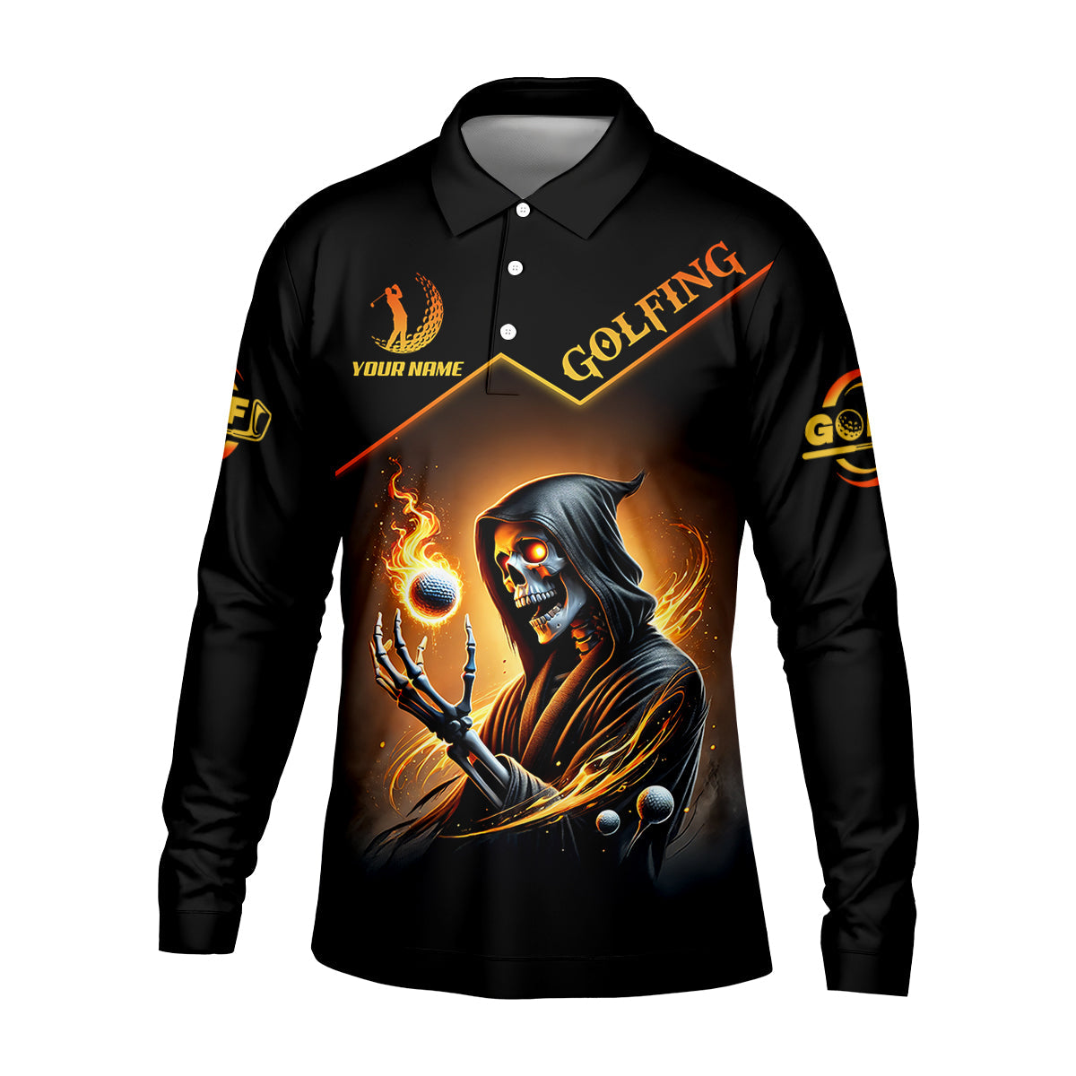 It Takes A Lot Of Golf Balls To Golf Like I Do Golden Fire Custom Men's Golf Polo Shirt, Dad Golf Gifts