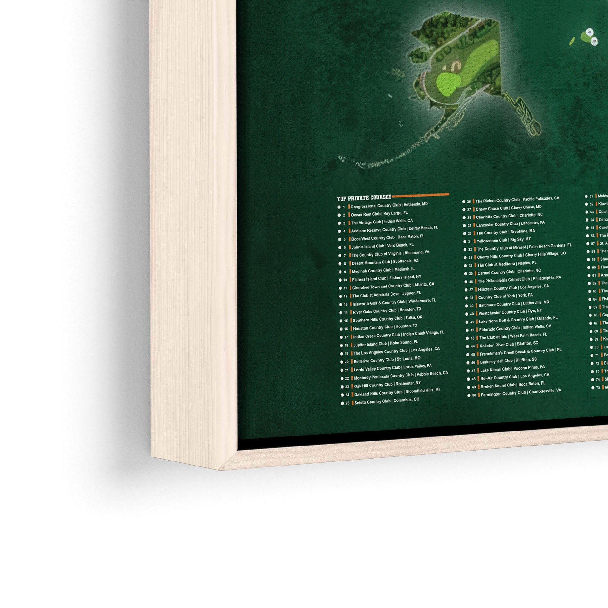 Custom Top Golf Courses In The Us Canvas, 250 Golf Courses Map, Gifts For Golf Lovers