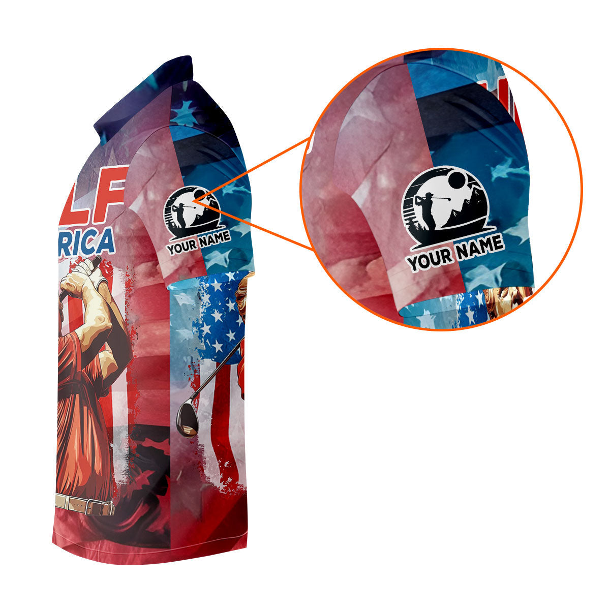 Gulf Of America Patriotic Golf Polo Shirts, Mens Golf Polo Shirts, Golf Gift Ideas For Him, Long Sleeve Golf Polo