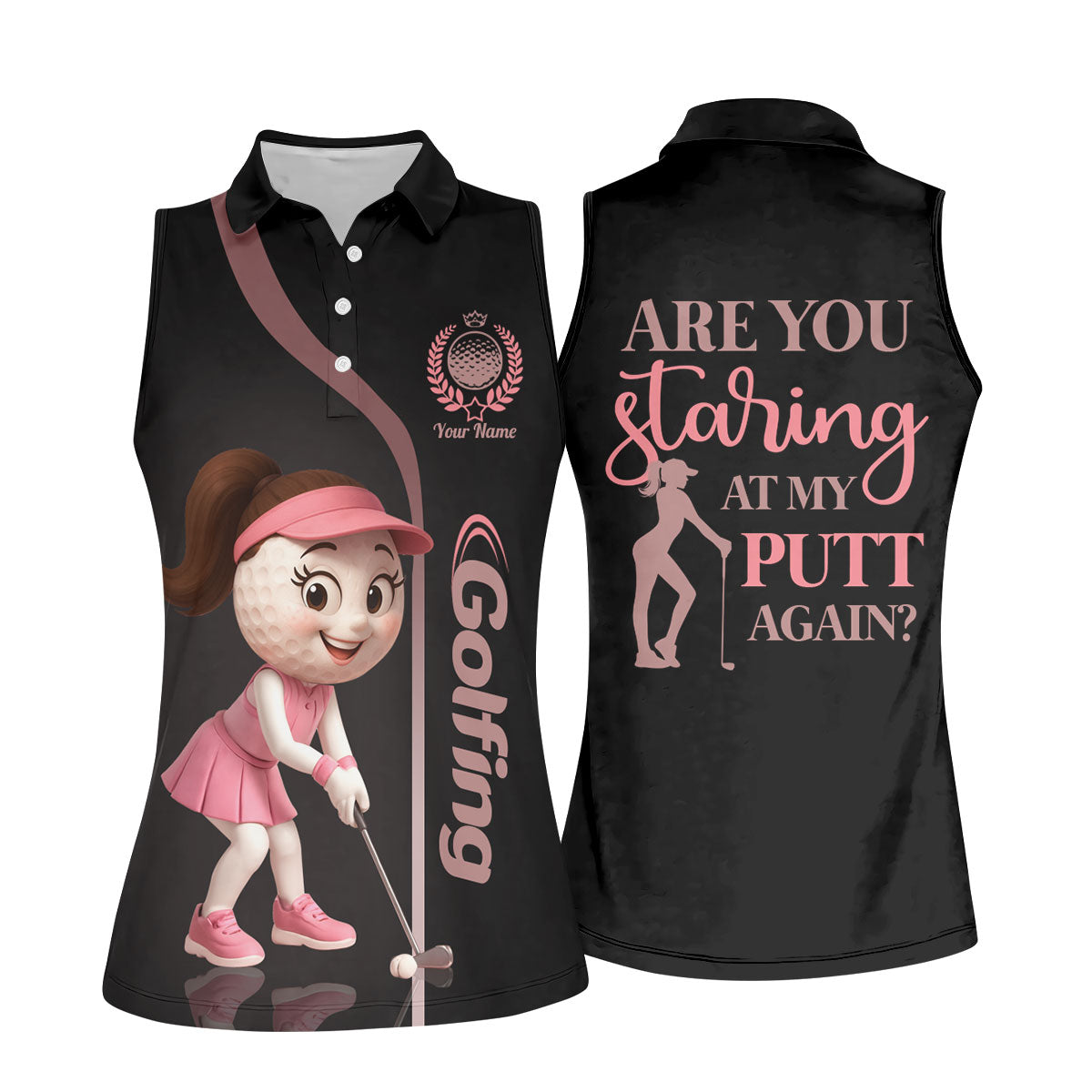 Are You Staring At My Putt Again Custom Womens Golf Polo Shirt, Ladies Golf Shirts, Womens Golf Clothes
