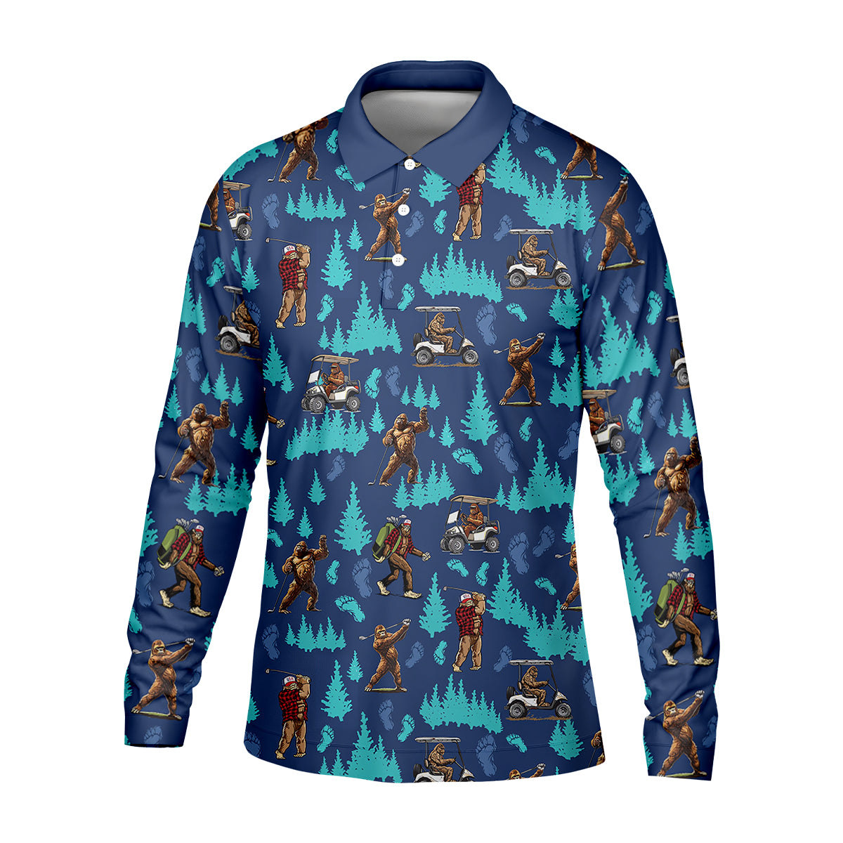 Bigfoot Sasquatch Custom Men's Golf Polo Shirt, Bigfoot Golf Shirt, Funny Golf Gifts