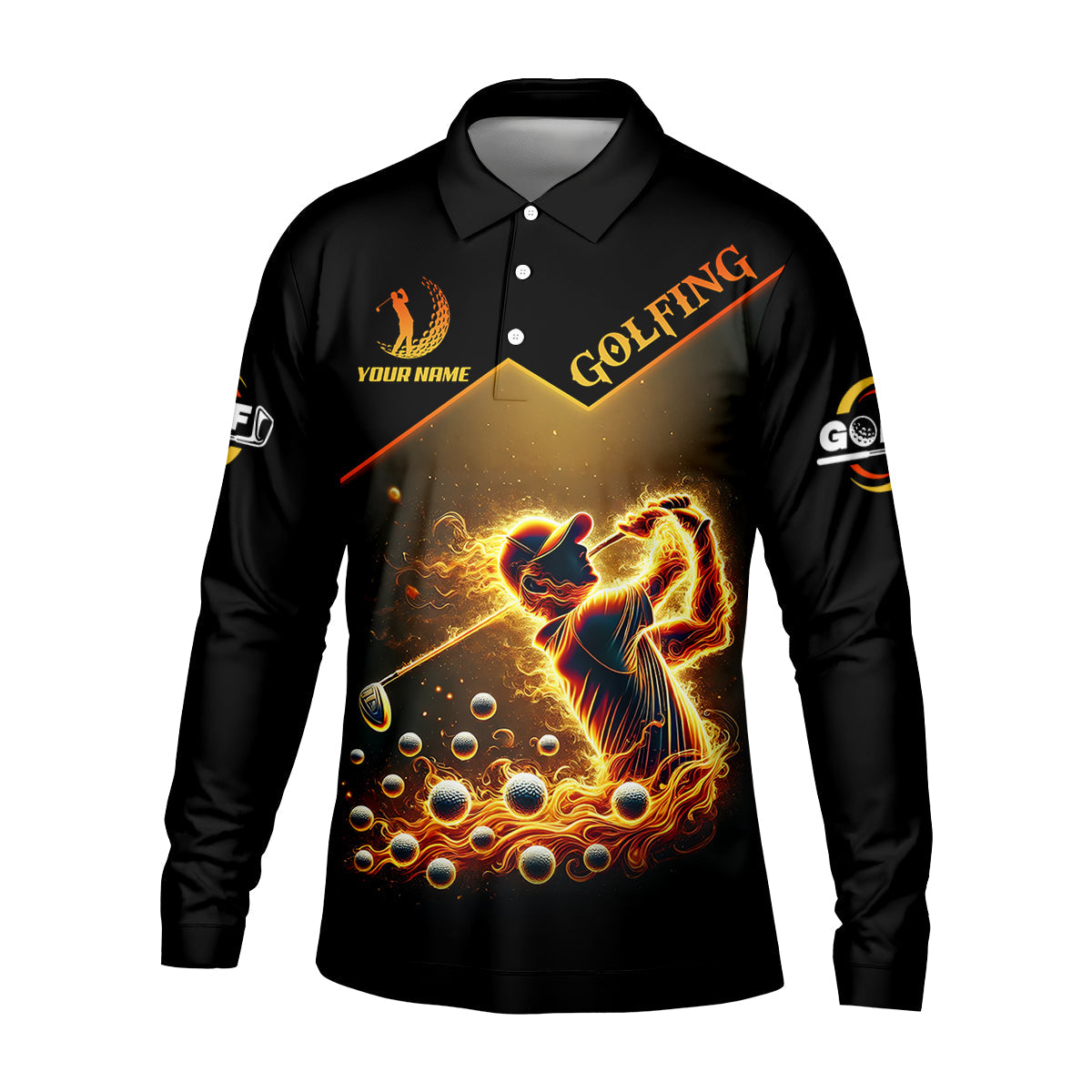 Custom Golden Fire Its Take A Lot Of Golf Ball To Golf Like I Do Men's Golf Polo Shirt, Dad Golf Gift