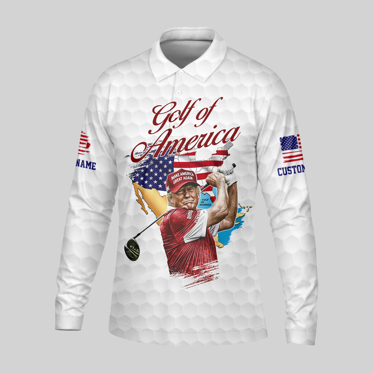 Golf Of America Custom Men's Golf Polo Shirt, Funny Golf Shirt, Christmas Golf Gift