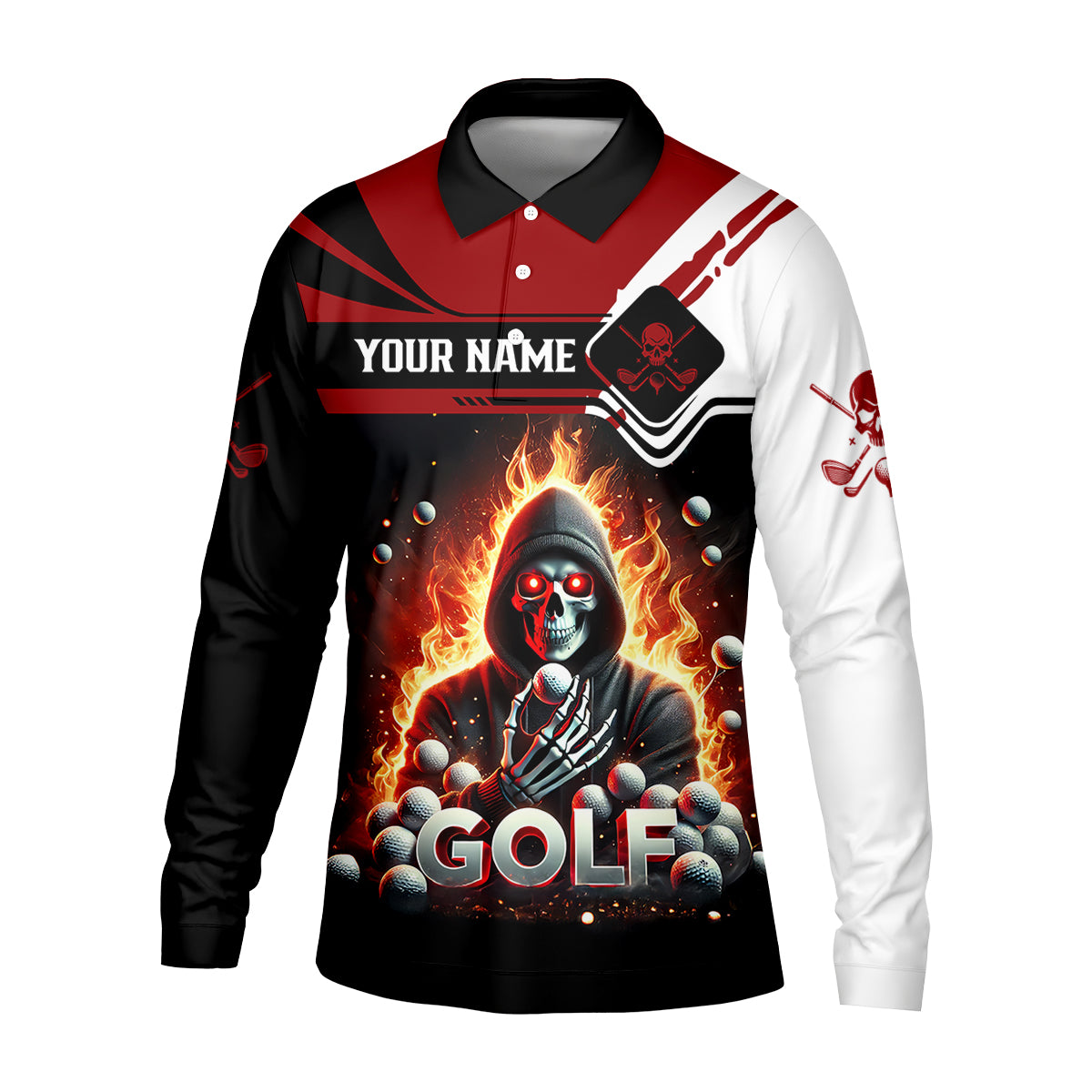 It Takes A Lot of Balls to Golf Like I Do Custom Funny Skull Golf Polo Shirt, Dad Golf Gifts