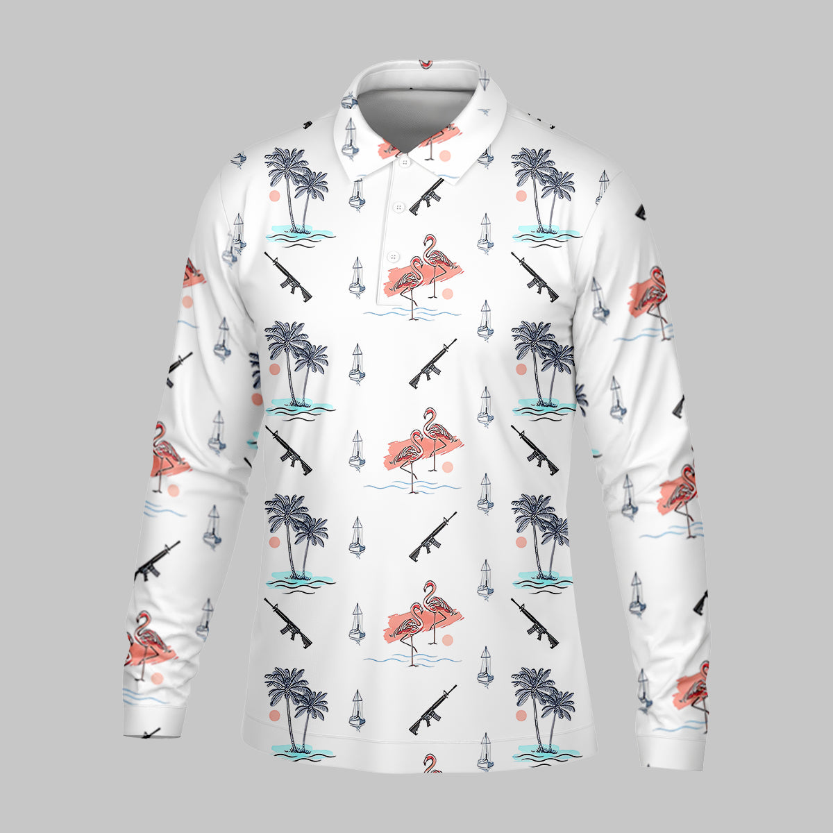 Flamingo Golf Polo Shirt, Mens Golf Gift, Funny Golf Shirt, Tropical Shirt