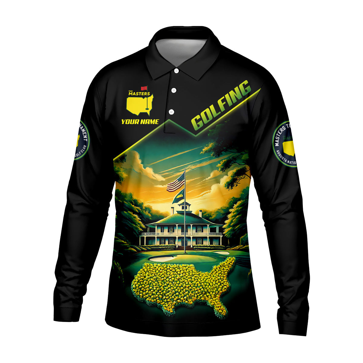 Custom Augusta Golf Course Polo Shirt, Golfing Apparel, Mens Golf Gift, Funny Golf Shirt