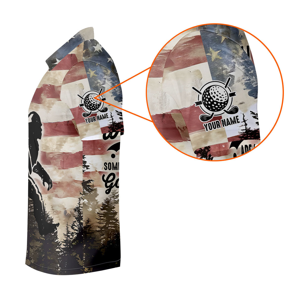 Patriotic Golf Polo Shirts, Bigfoot Golf Shirt, Men's Long Seeve Golf Shirts, Golf Gifts For Men