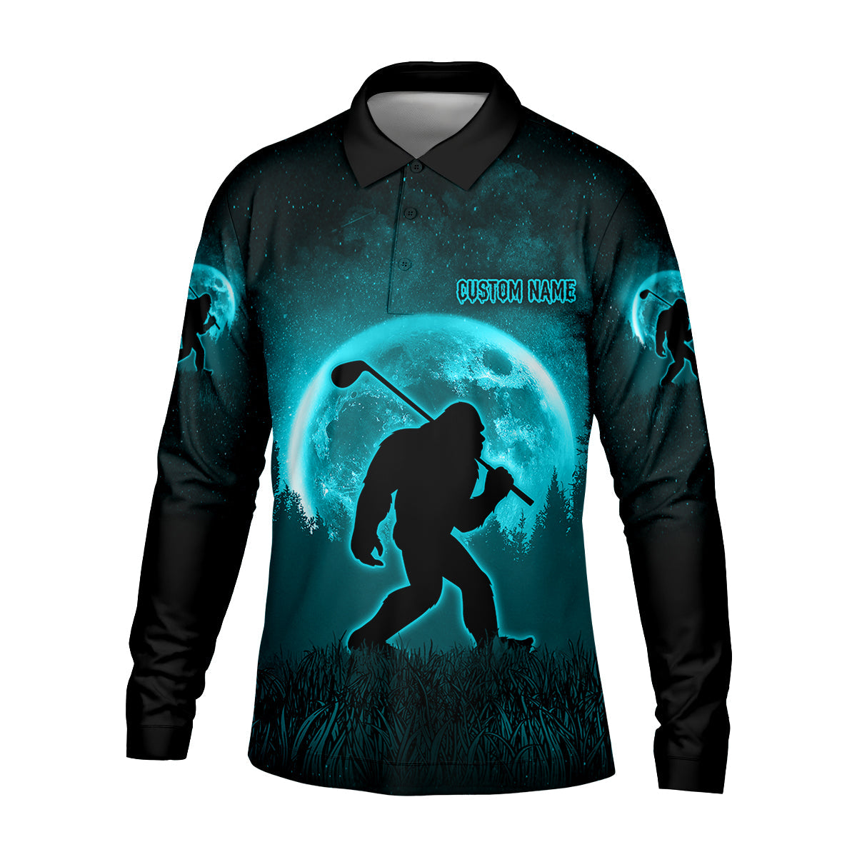 Custom Bigfoot Golf Polo Shirt, Mens Golf Gift, Funny Golf Shirt, Golf Gift For Dad