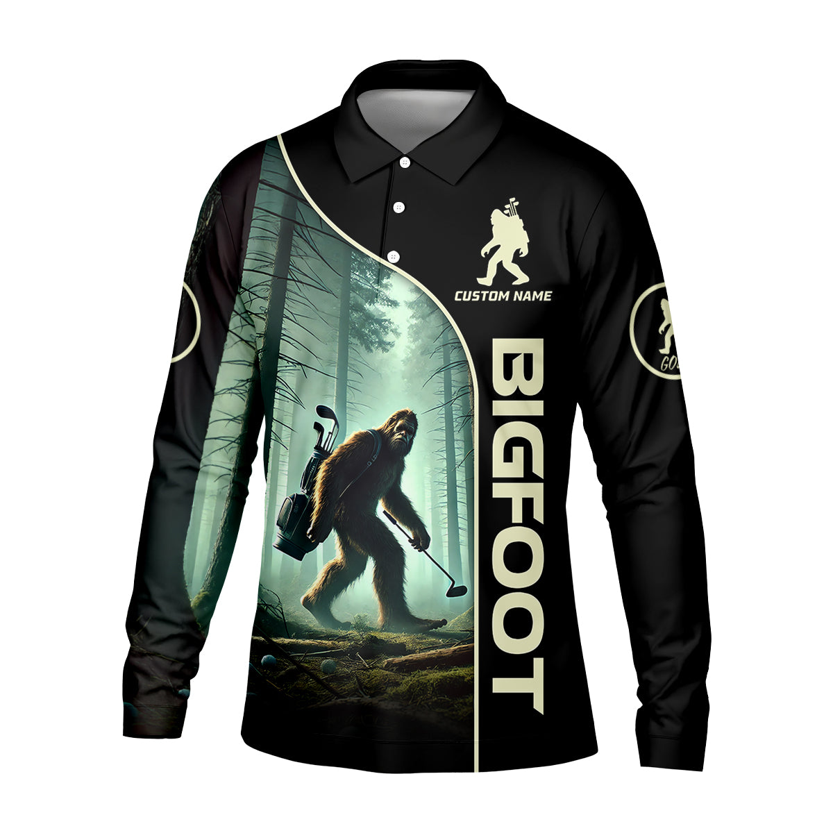 Not All Who Wander Are Lost Custom Men's Golf Polo Shirt, Funny Bigfoot Golf Shirt, Dad Golf Gift