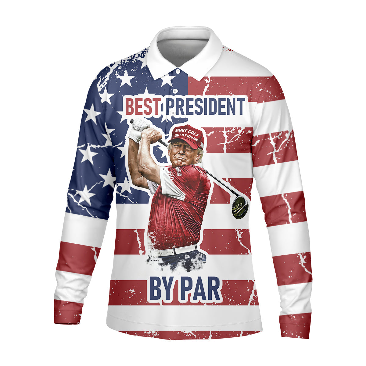 Best President By Par Men's Golf Polo Shirt, Funny Trump Shirt, Christmas Golf Gift