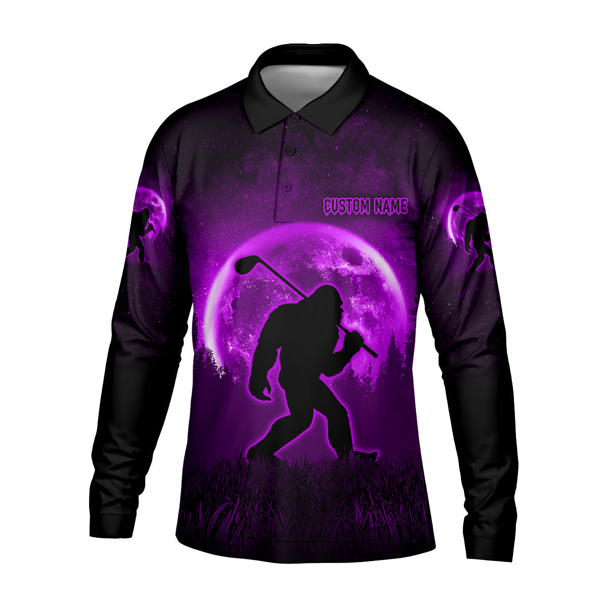 Custom Bigfoot Golf Polo Shirt, Mens Golf Gift, Funny Golf Shirt, Golf Gift For Dad
