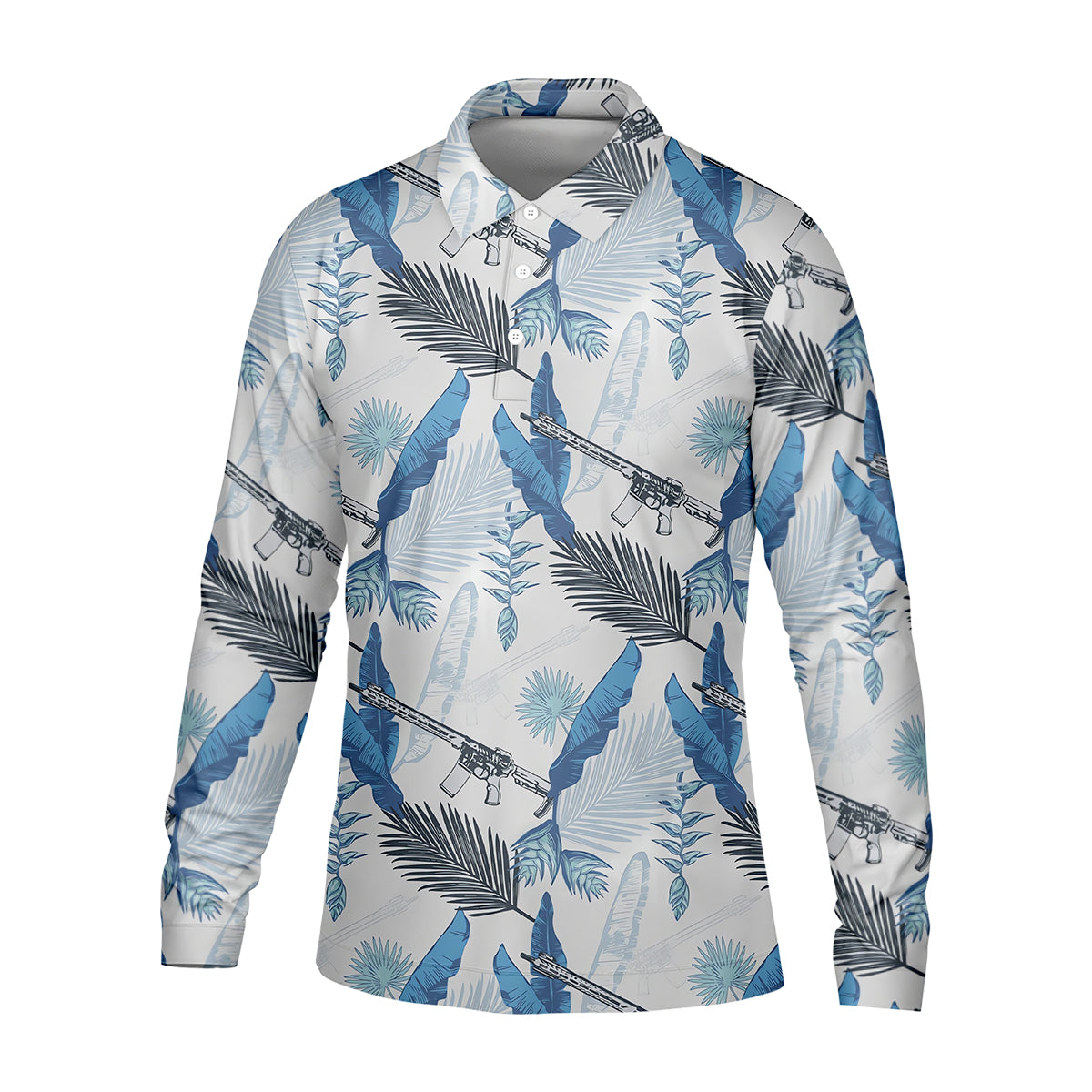 Blue Feather Golf Polo Shirt, Mens Golf Gift, Mens Tropical Shirts