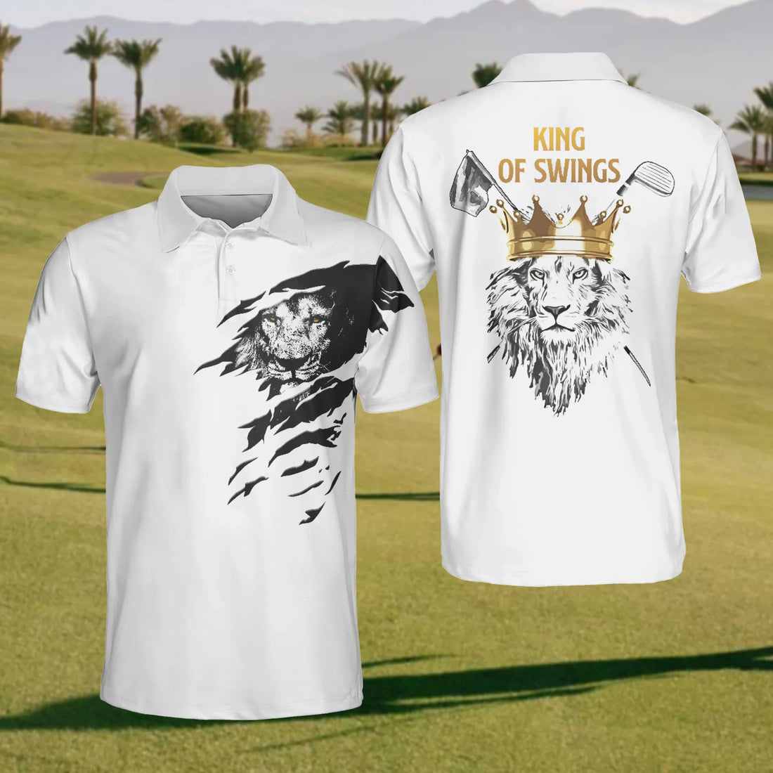 King Of Swing Mens Golf Polo Shirt, Mens Golf Gift, Mens Golf Shirt