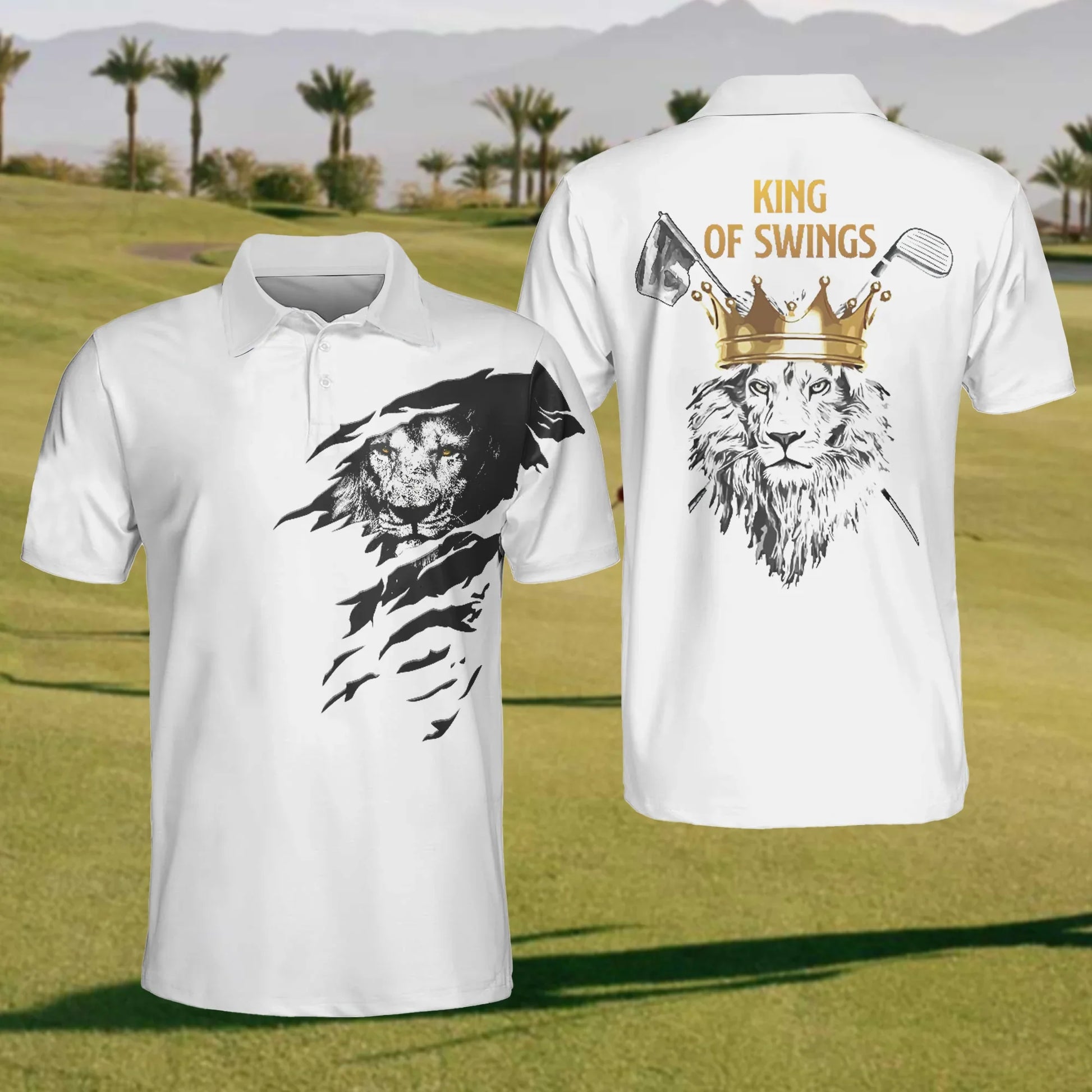 King Of Swing Mens Golf Polo Shirt, Mens Golf Gift, Mens Golf Shirt