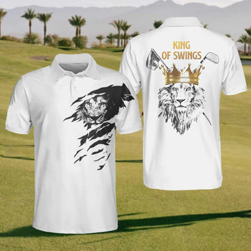 King Of Swing Mens Golf Polo Shirt, Mens Golf Gift, Mens Golf Shirt