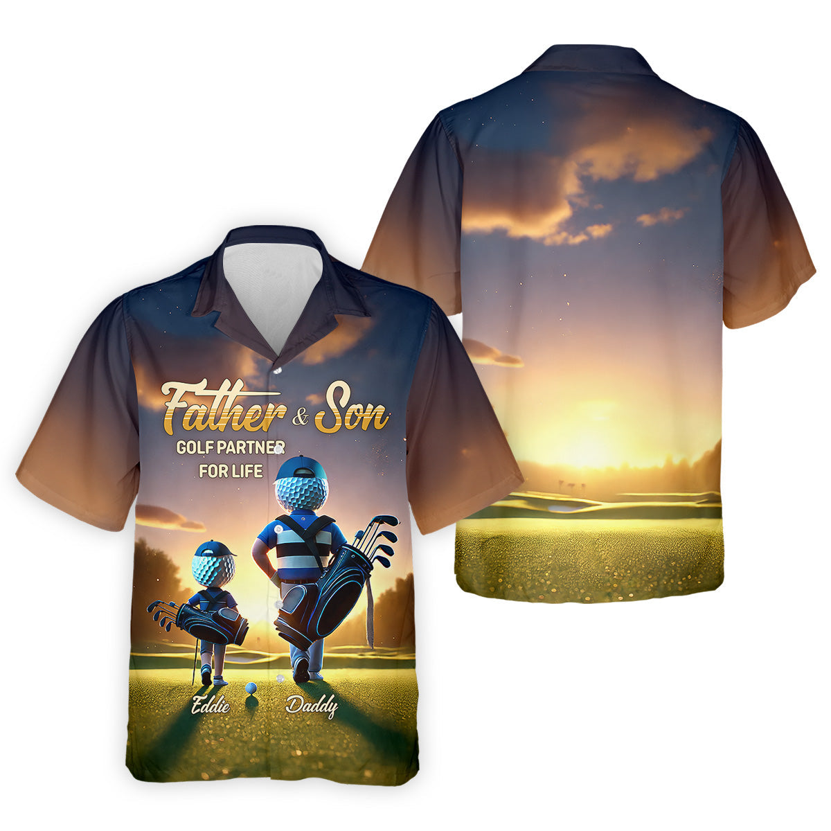 Father And Son Golf Partner For Life Custom Men's Golf Polo Shirt, Dad Golf Gift, Christmas Golf Gift