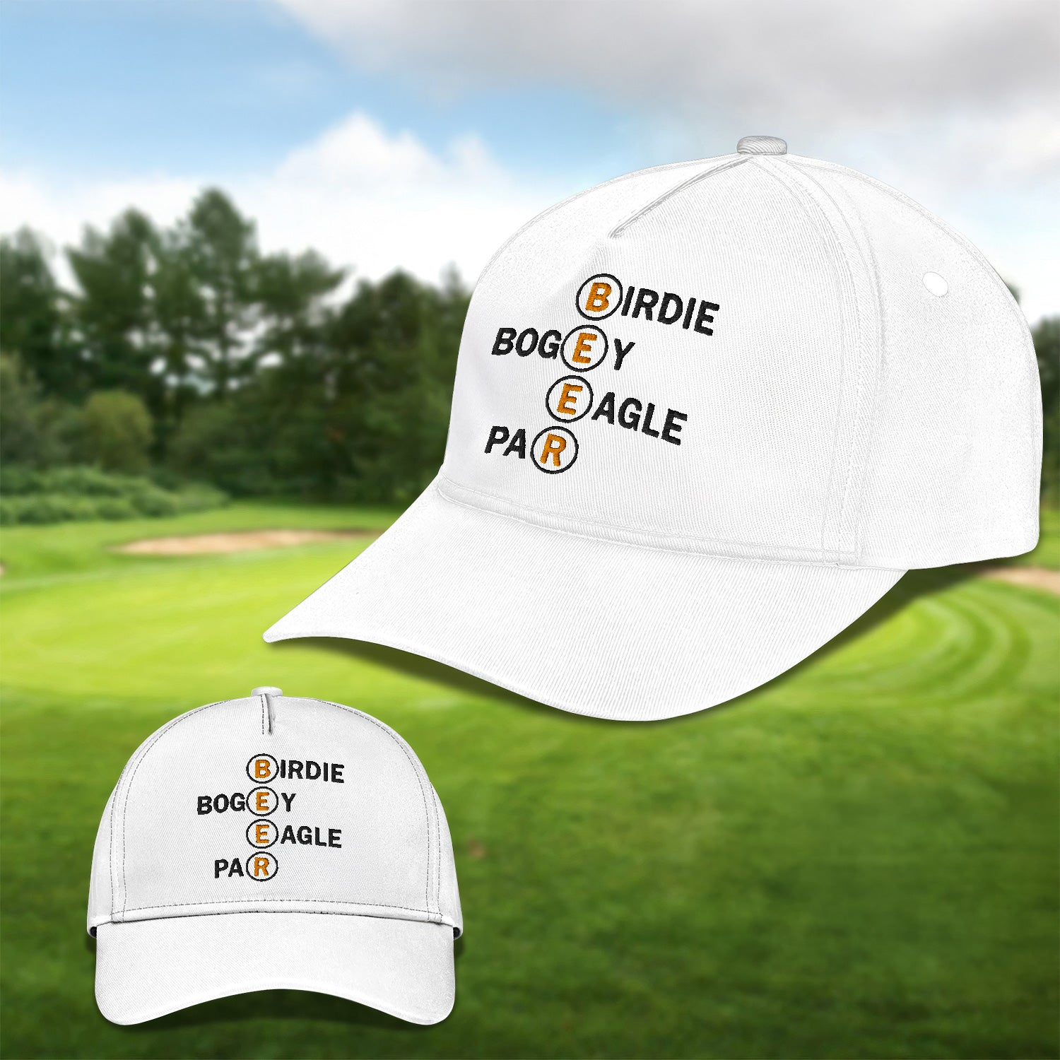 Birdie Bogey Eagle Par Embroidered Baseball Cap, Golf Hat, Dad Golf Gift