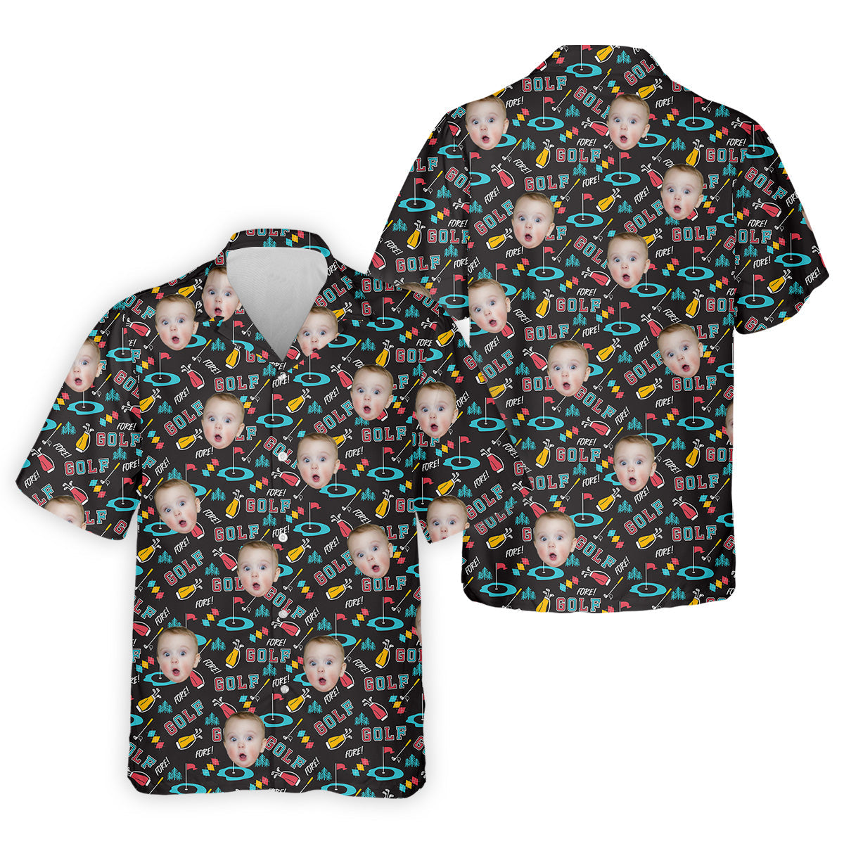Custom Shirts With Faces, Funny Golf Polo Shirt, Gifts For The Golfing Dad, Golf Gift For Dad