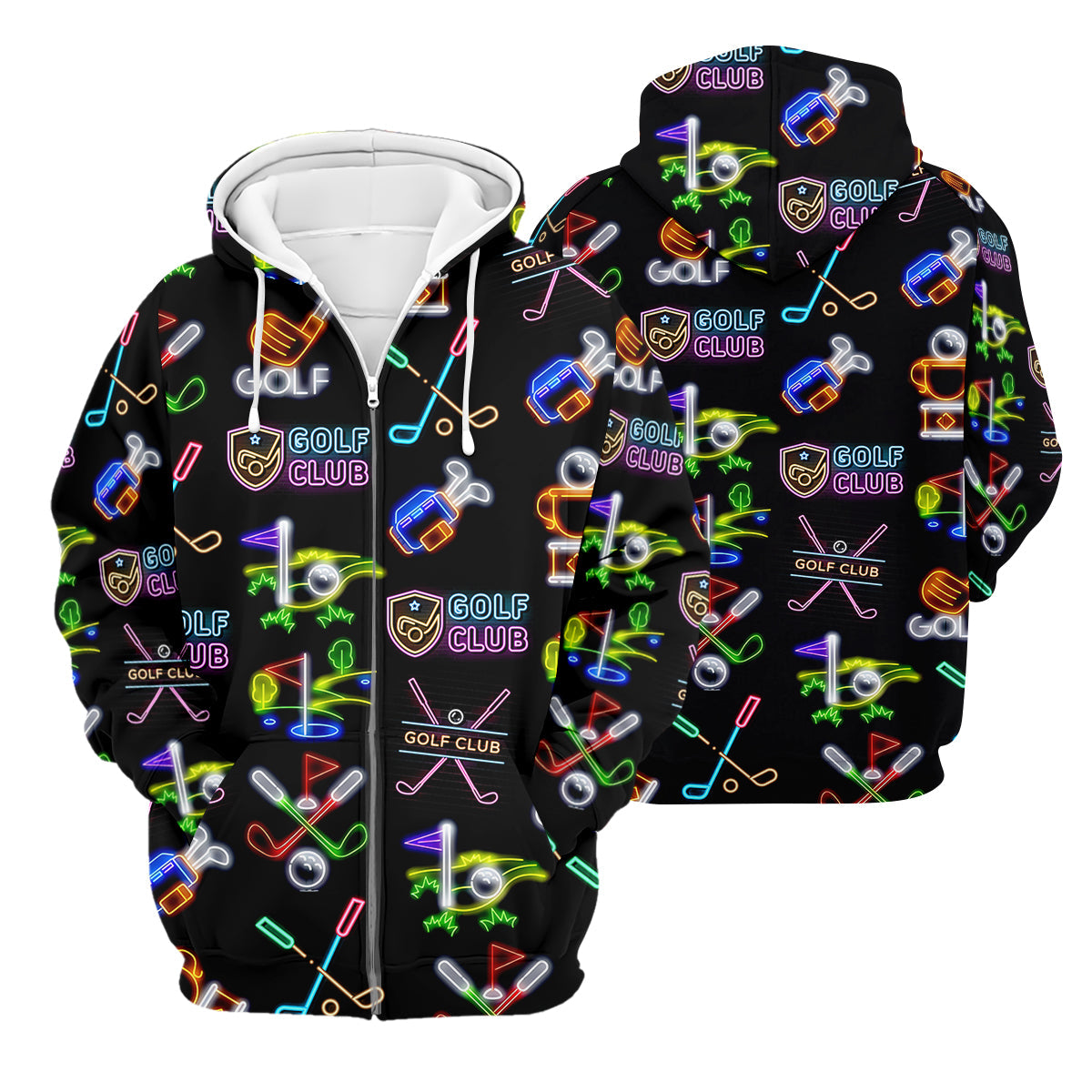 Neon Golf Clubs Men's Golf Polo Shirt, Funny Golf Shirt, Dad Golf Gift, Christmas Golf Gift