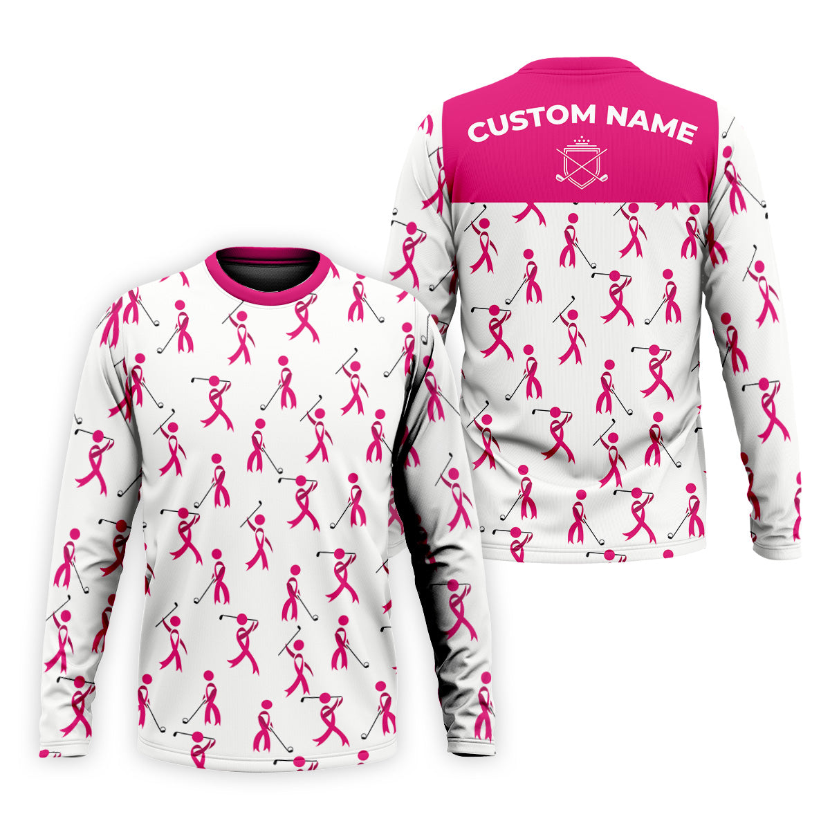 Funny Stick Figure Breast Cancer Golf Shirt, Fun Golf Shirts For Men, Breast Cancer Support Shirt