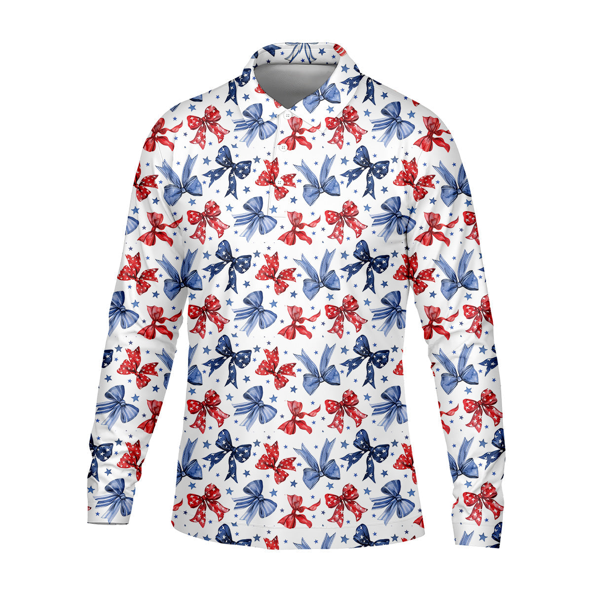 Red White & Blue Bows Shirt, Men's 4th Of July Shirts, Funny Mens Golf Polo Shirt, Gift For Golfing Dad