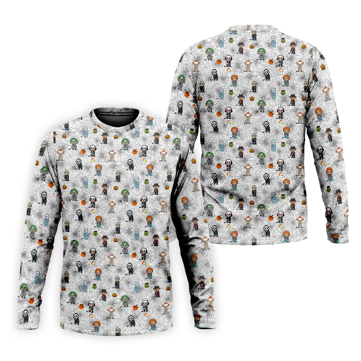 Funny Horror Character White Golf Polo Shirt, Horror Movie Shirt, Halloween Golf Shirt, Fun Golf Polos For Men