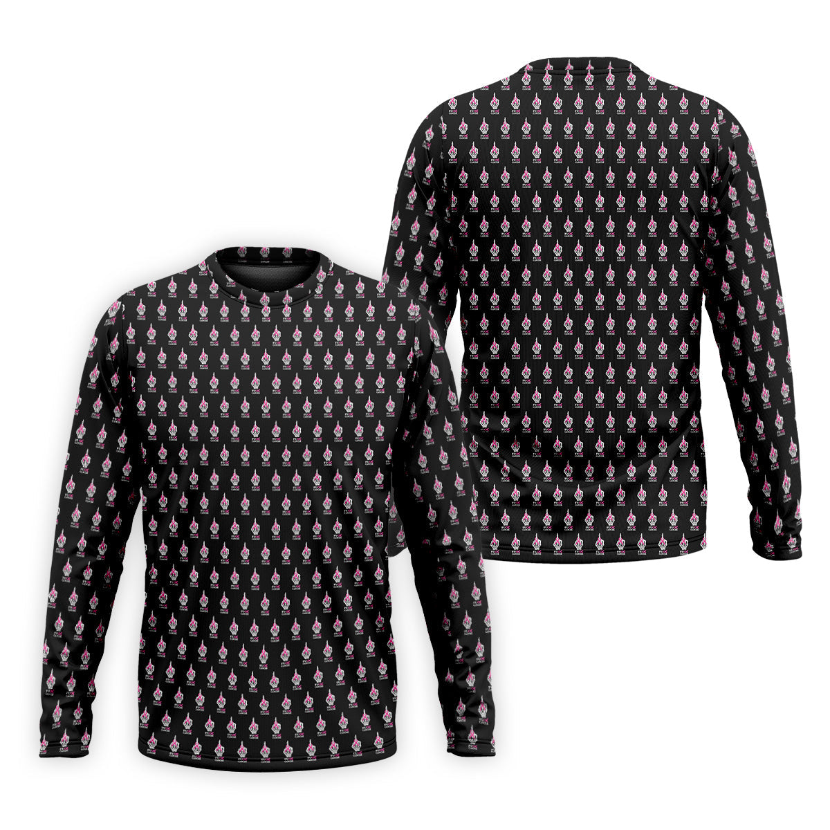 Funny Middle Finger Black Men's Golf Shirt, Fun Golf Shirts For Men, Breast Cancer Support Shirt