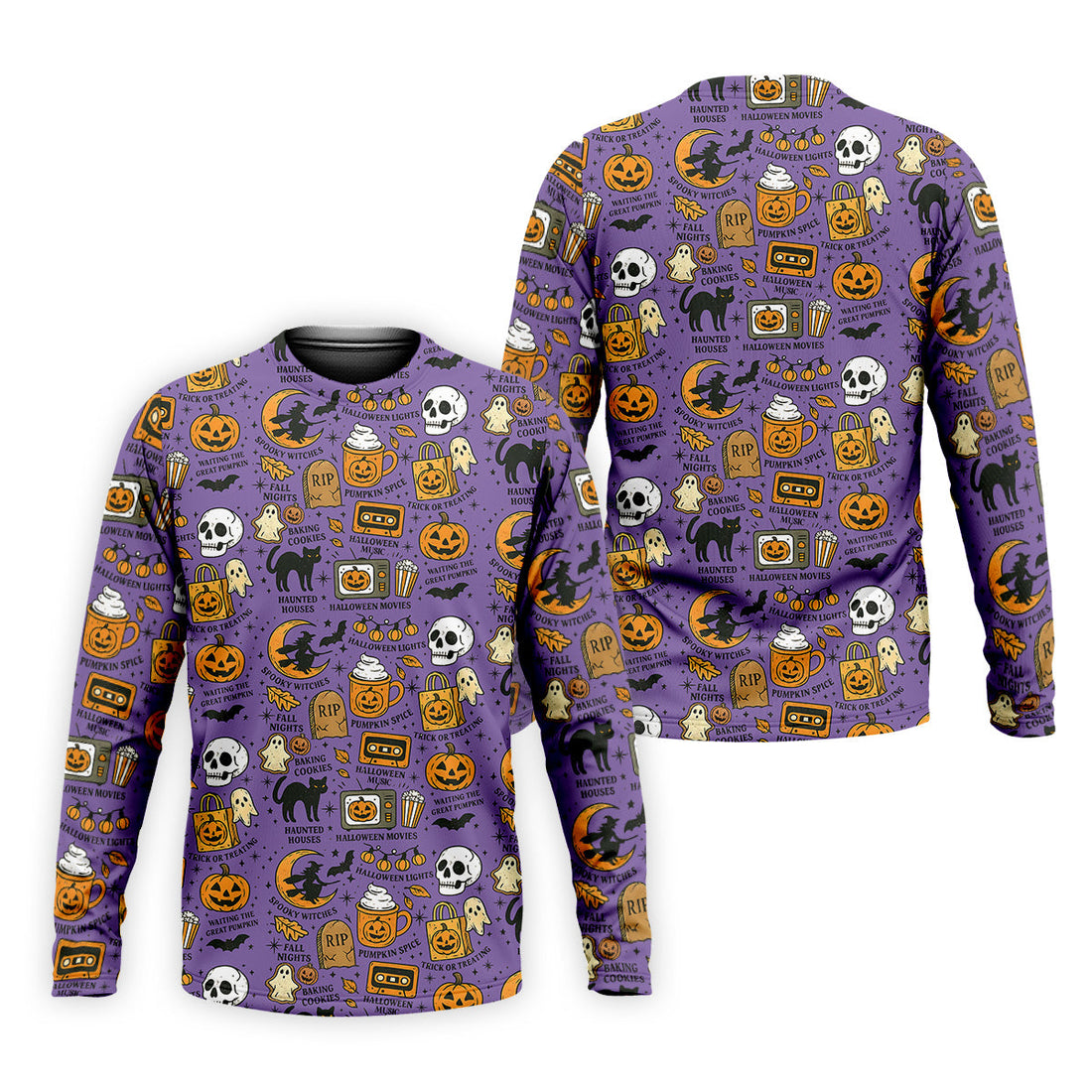 Purple Halloween Skull Golf Shirt, Spooky Cat, Mens Golf Polo Shirts, Halloween Theme Shirts, Golfing Apparel