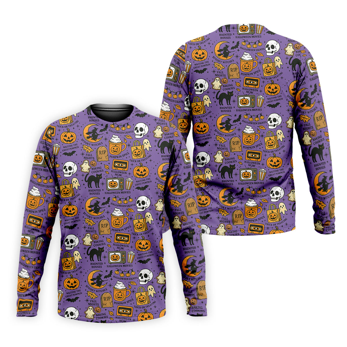 Purple Halloween Skull Golf Shirt, Spooky Cat, Mens Golf Polo Shirts, Halloween Theme Shirts, Golfing Apparel