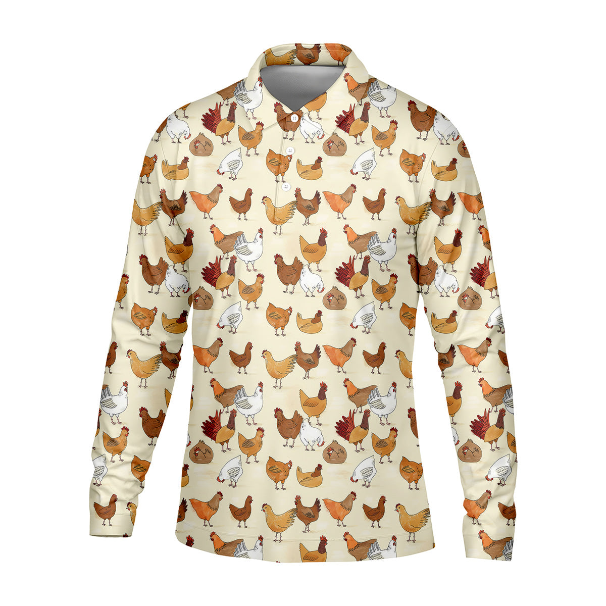 Chicken Family Custom Men's Funny Graphic Golf Polo Shirt, Chicken Lover Gifts, Dad Golf Gift