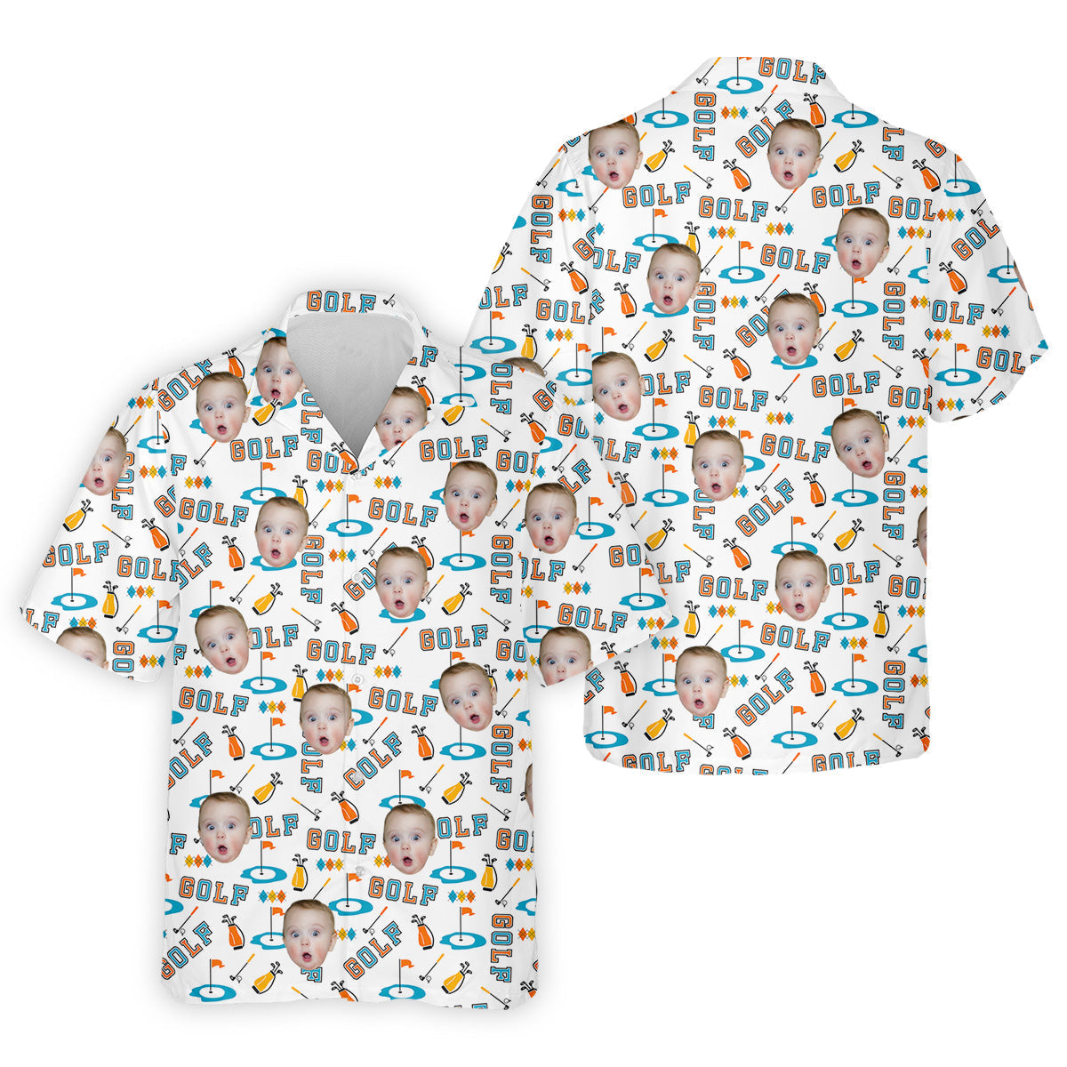 Custom Kids Photo Golf Shirt, Funny Golf Polo Shirt, Gifts For The Golfing Dad, Christmas Golf Gift