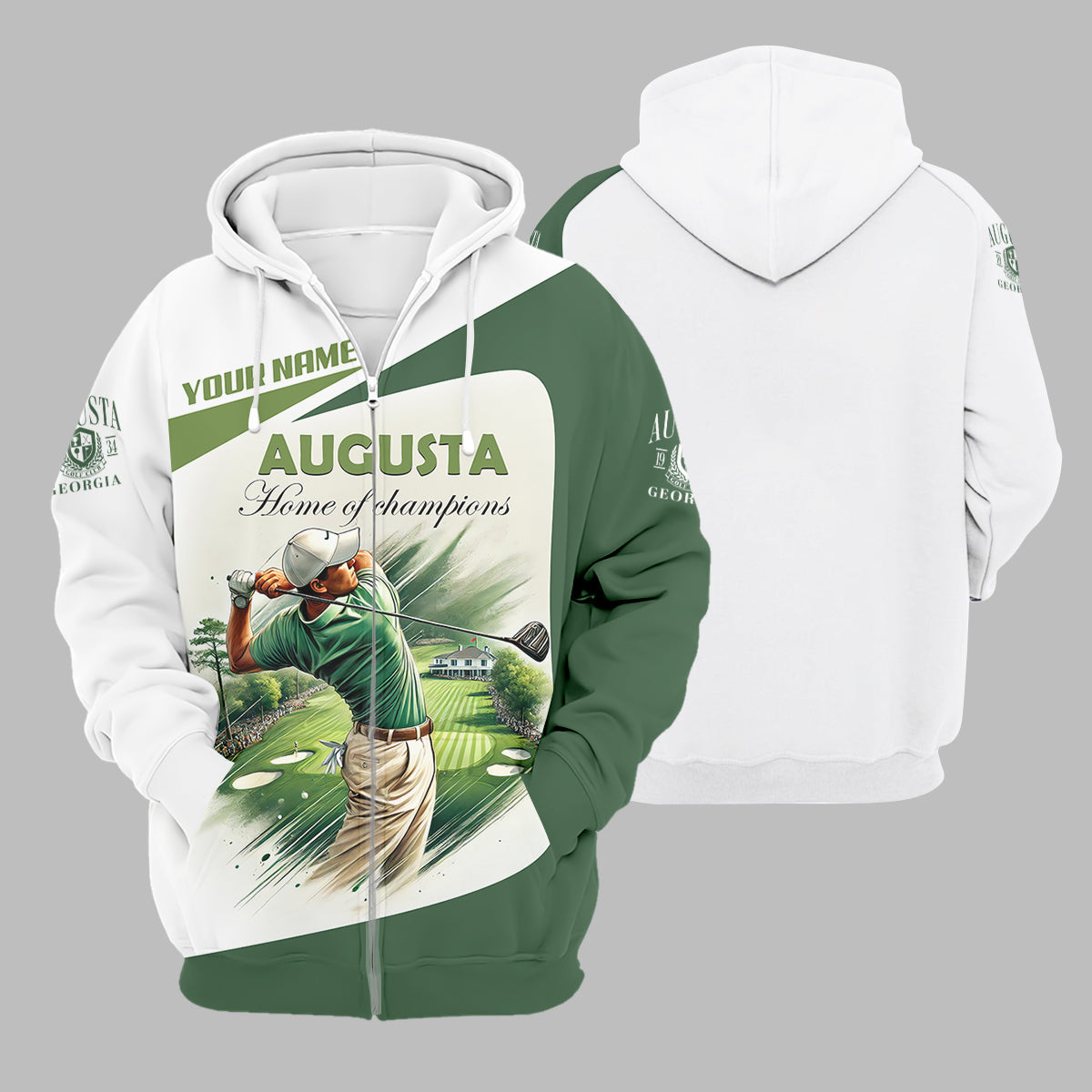 Custom Augusta Golfer Home Of Champions Men's Golf Polo Shirt, Mens Golf Gift, Mens Golf Shirt