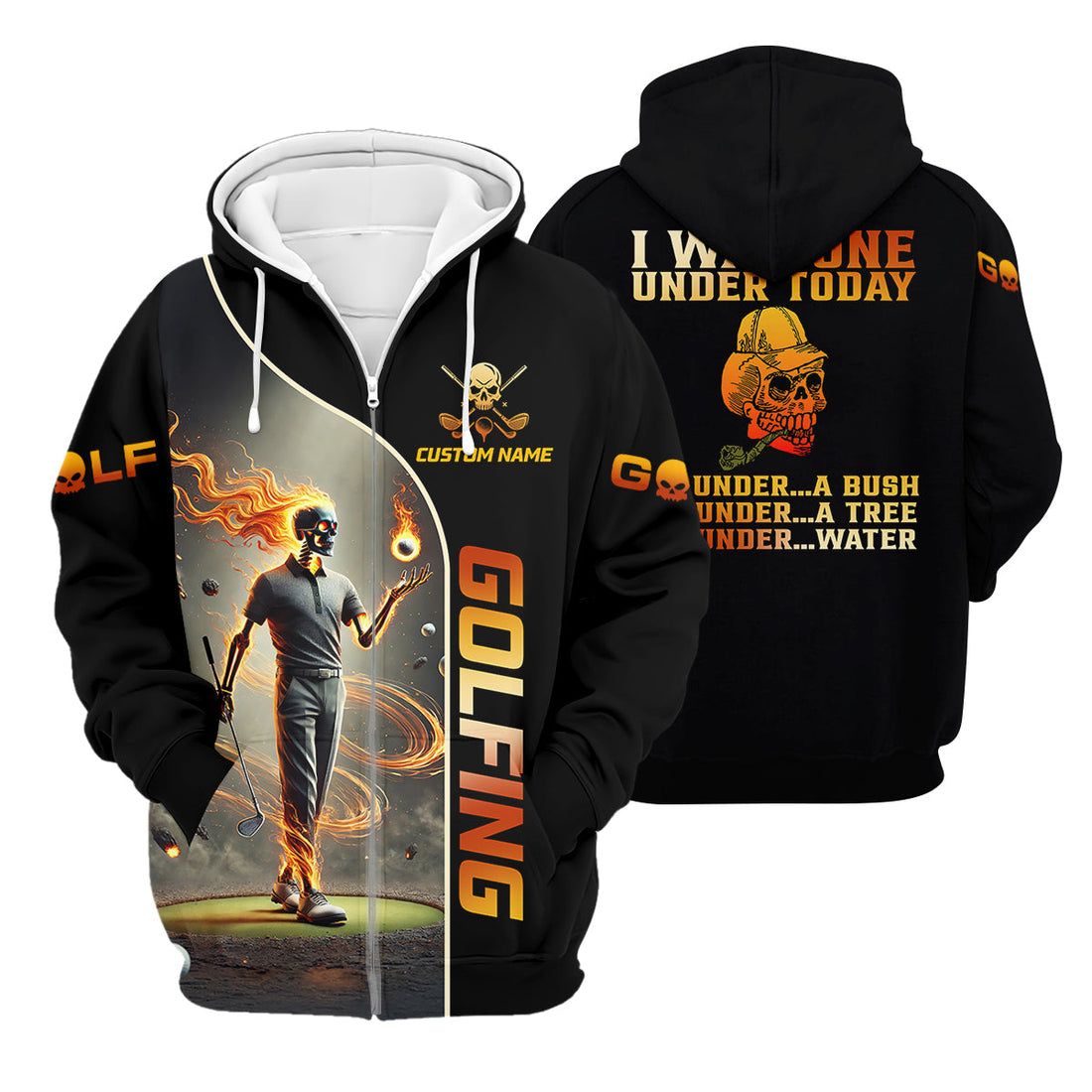 I Was One Under Today Custom Men's Golf Polo Shirt, Funny Skull Golf Shirt, Dad Golf Gift