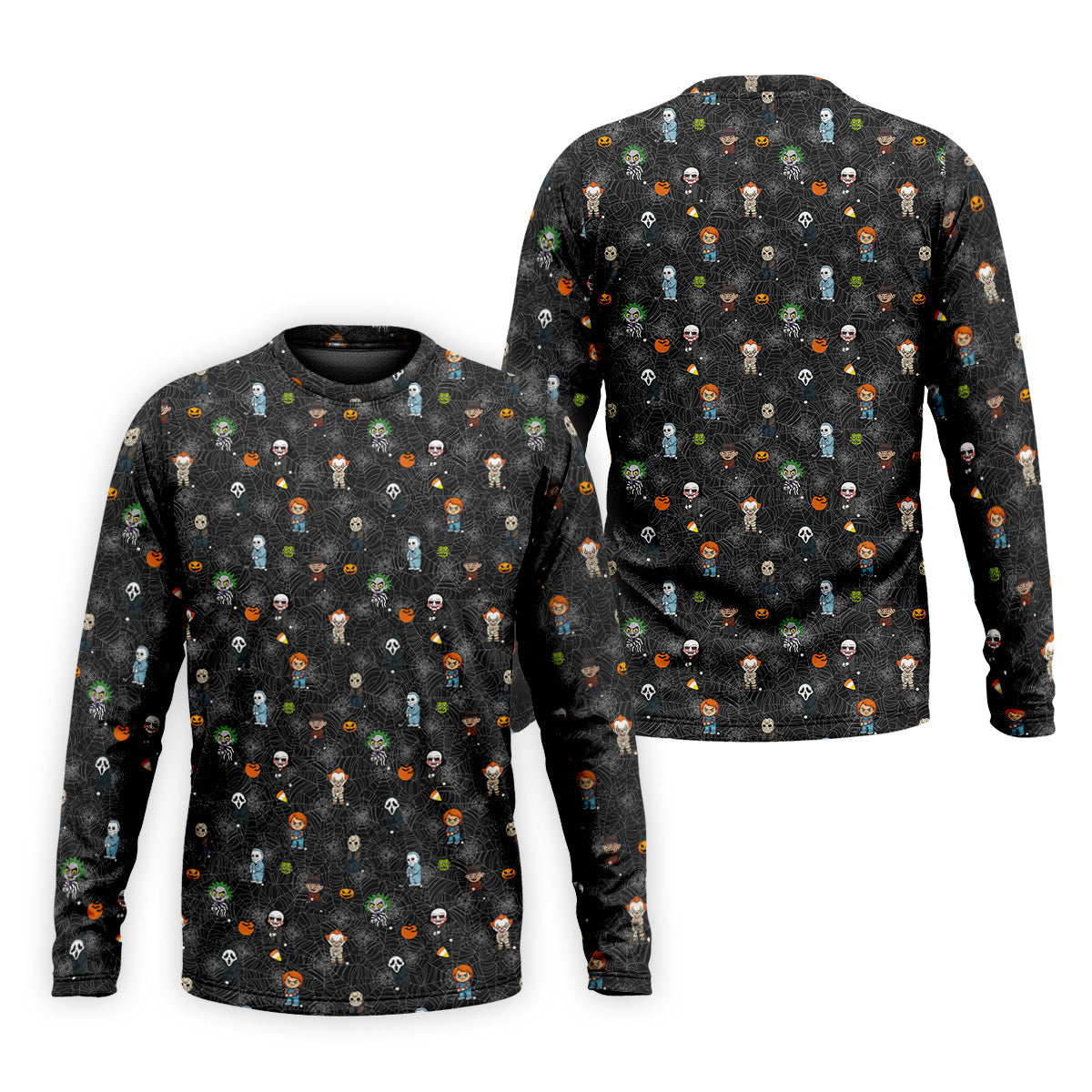 Funny Horror Character Black Golf Polo Shirt, Horror Movie Shirt, Halloween Golf Shirt, Fun Golf Polos For Men