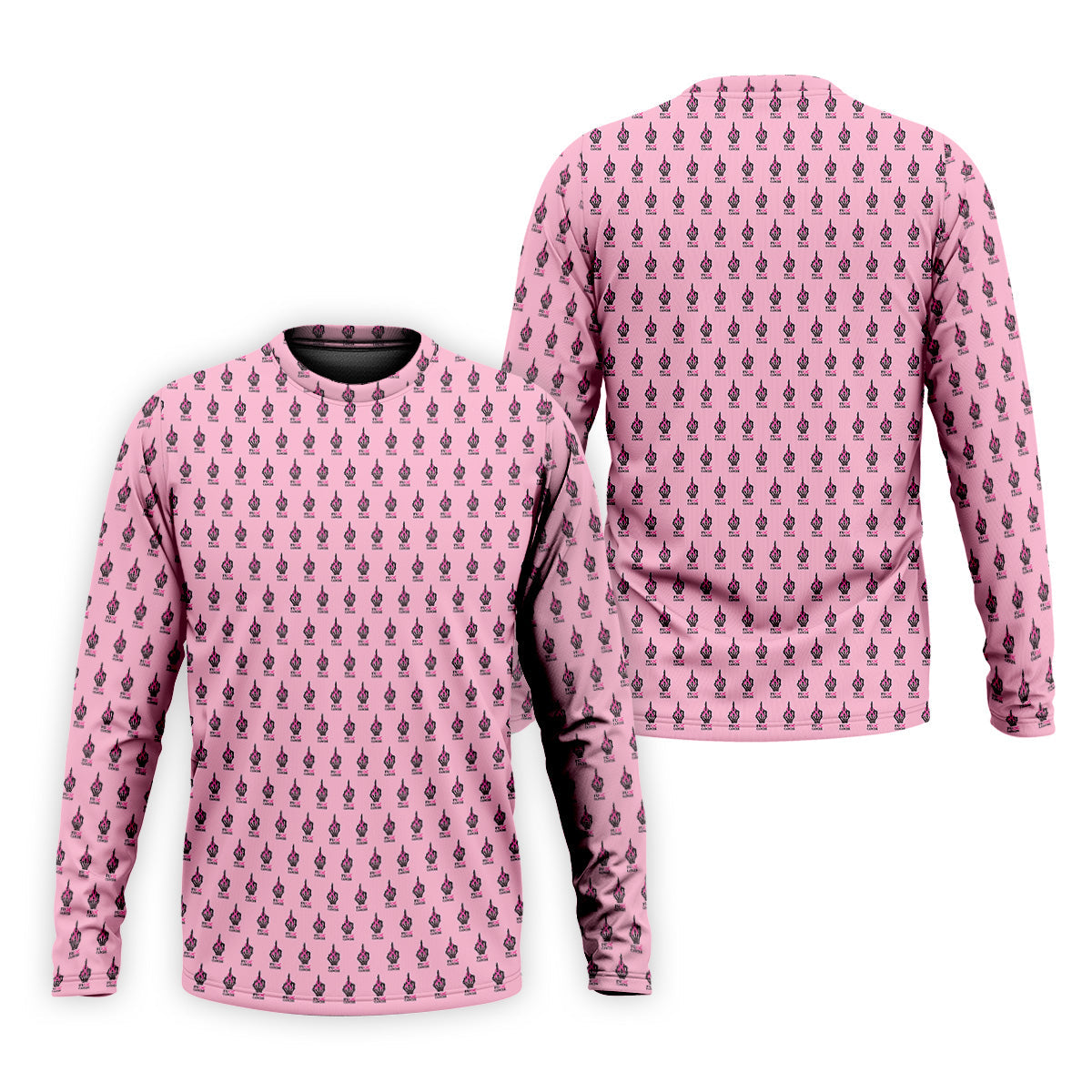 Funny Middle Finger Pink Men's Golf Shirt, Breast Cancer Golf Shirt, Fun Golf Shirts For Men